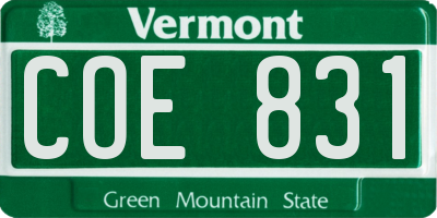 VT license plate COE831