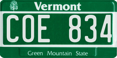 VT license plate COE834