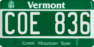 VT license plate COE836