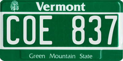 VT license plate COE837