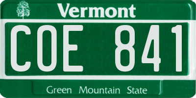 VT license plate COE841