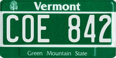 VT license plate COE842