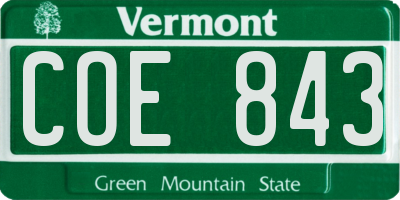 VT license plate COE843