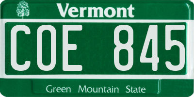 VT license plate COE845