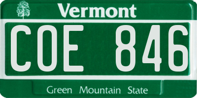 VT license plate COE846