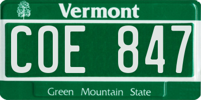 VT license plate COE847