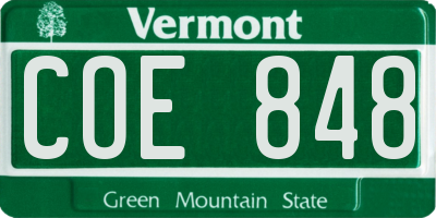 VT license plate COE848