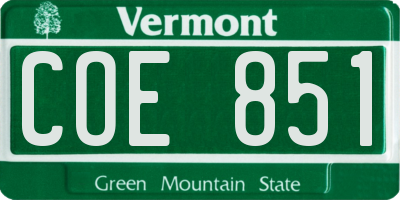 VT license plate COE851
