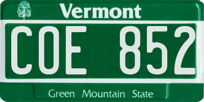 VT license plate COE852