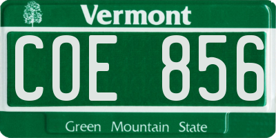 VT license plate COE856