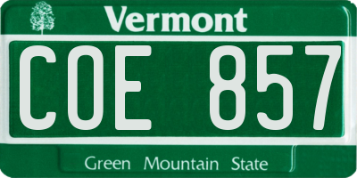 VT license plate COE857