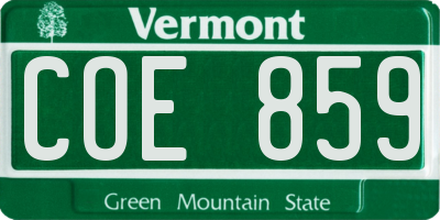 VT license plate COE859
