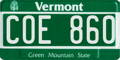 VT license plate COE860