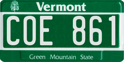 VT license plate COE861
