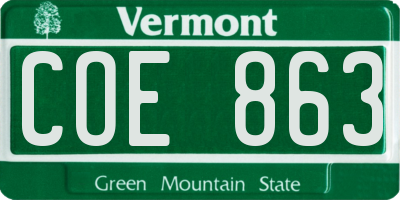 VT license plate COE863