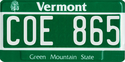 VT license plate COE865