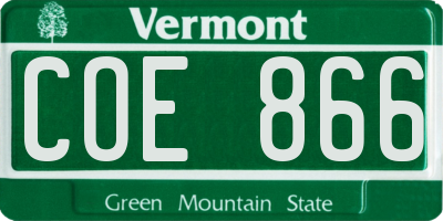 VT license plate COE866