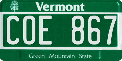 VT license plate COE867