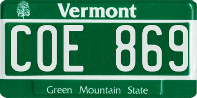 VT license plate COE869