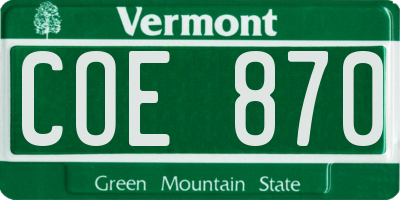 VT license plate COE870