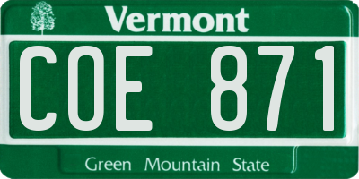 VT license plate COE871