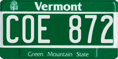 VT license plate COE872