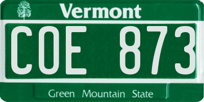 VT license plate COE873
