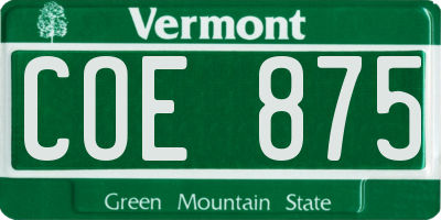 VT license plate COE875