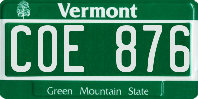 VT license plate COE876