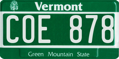 VT license plate COE878