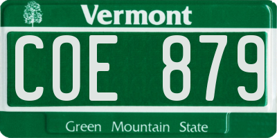 VT license plate COE879