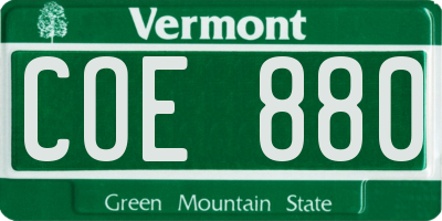 VT license plate COE880