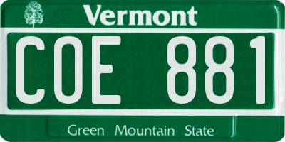 VT license plate COE881