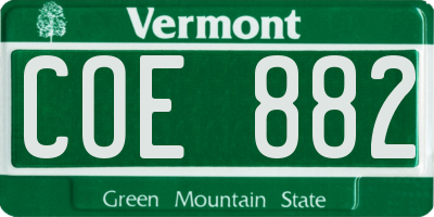 VT license plate COE882