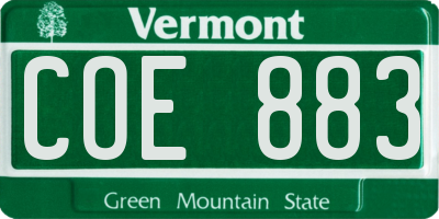 VT license plate COE883