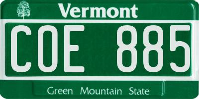 VT license plate COE885