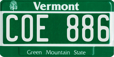 VT license plate COE886