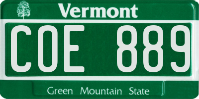 VT license plate COE889
