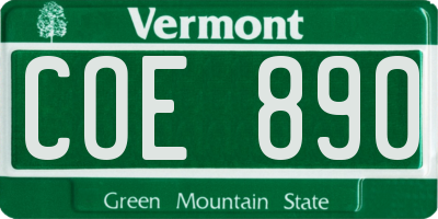 VT license plate COE890