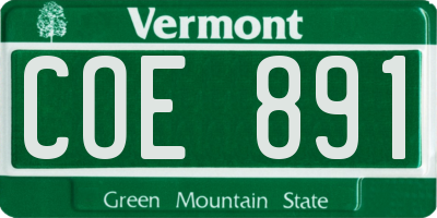 VT license plate COE891