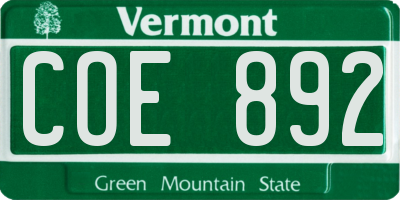 VT license plate COE892