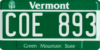 VT license plate COE893