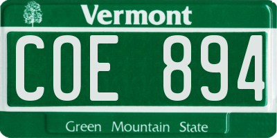 VT license plate COE894