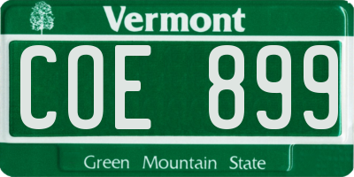 VT license plate COE899