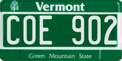 VT license plate COE902