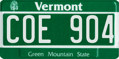 VT license plate COE904