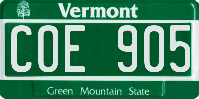 VT license plate COE905