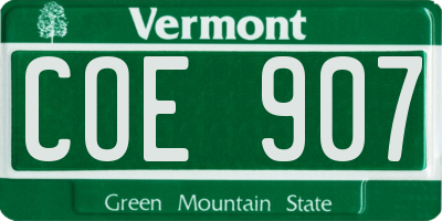 VT license plate COE907