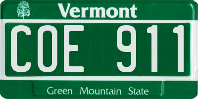 VT license plate COE911