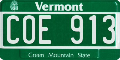 VT license plate COE913